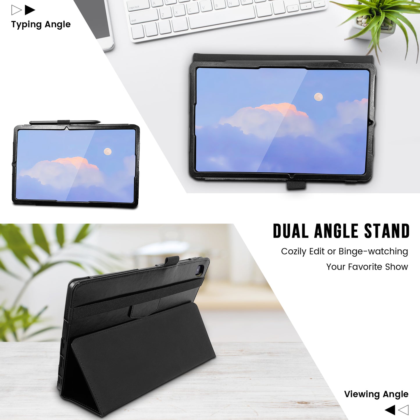 Case for Samsung Galaxy Tab S6 Lite 10.4 Inch 2022/2020 Model (SM-P610/P613/P615/P619) with S Pen Holder, Multi-Angle High quality pu leather Back Cover with wristband Auto Wake/Sleep