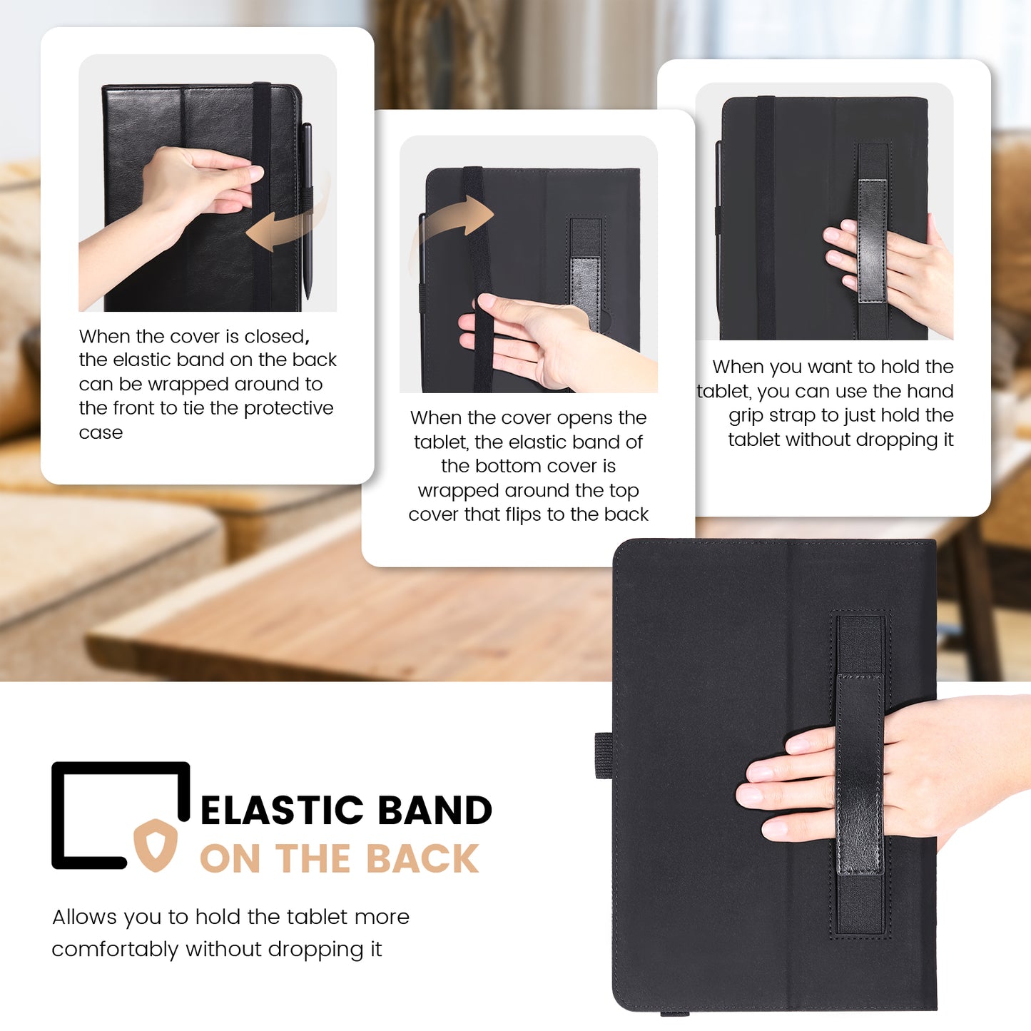 Case for Samsung Galaxy Tab S6 Lite 10.4 Inch 2022/2020 Model (SM-P610/P613/P615/P619) with S Pen Holder, Multi-Angle High quality pu leather Back Cover with wristband Auto Wake/Sleep