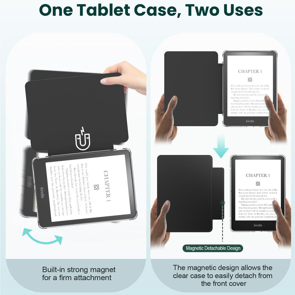 Detachable Magnetic Case for 6.8" Kindle Paperwhite 11th Gen/Kindle Paperwhite Signature Edition (2021 Released, Model NO. M2L3EK/M2L4EK),Ultra Clear Back Scratch-Proof Light & Shell Cover with Auto Wake/Sleep