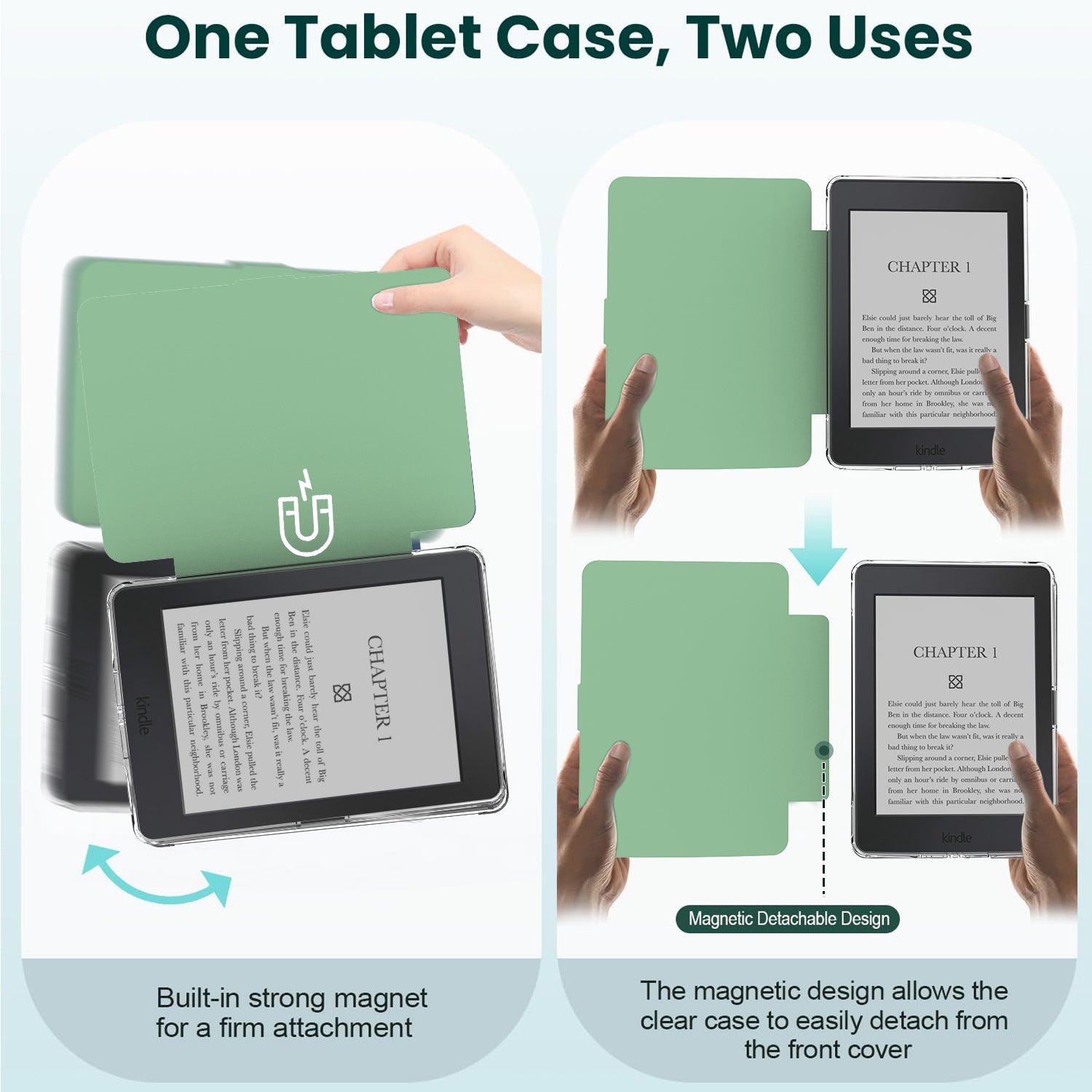 Detachable Magnetic Case for  6" Kindle Paperwhite 5th/6th/7th Generation (2012-2015 Release, Model EY21 & DP75SDI),Ultra Clear Back Scratch-Proof Light & Shell Cover with Auto Wake/Sleep