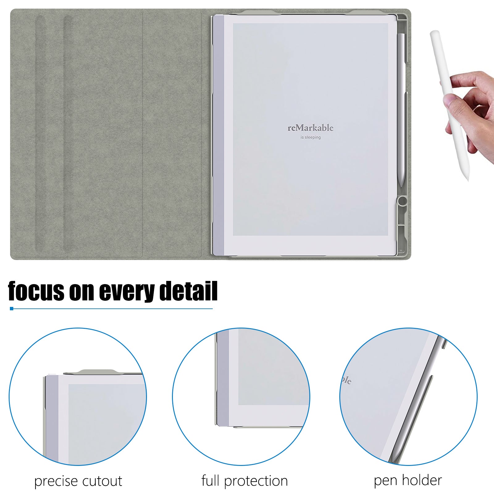 Case for Remarkable 2 Paper Tablet- Multi-Viewing Adjustable Folding Book Folio Cover - with Built-in Pen Holder - for 10.3 inch 2020 Released
